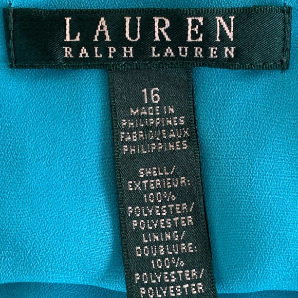 LAUREN RALPH LAUREN BLUE PIN TUCK CHIFFON SHIFT DRESS. WOMEN’s SIZE 16 - Picture 6 of 7